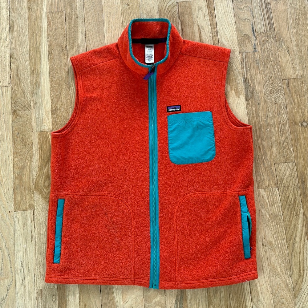 Patagonia Orange & Turquoise Fleece Vest Gilet